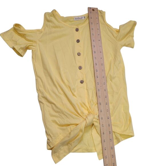 BesserBay Girls Button-Up Cold Shoulder & Tie Yellow Shirt Size 9-10 Years Old - Picture 11 of 11